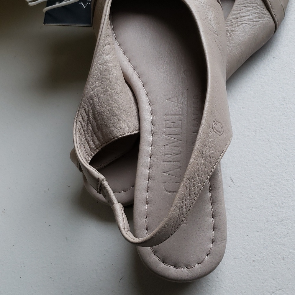 Carmela Women's Chic Beige Pointed Toe Slingback Flat Leather Loafers. NWT - Picture 12 of 14